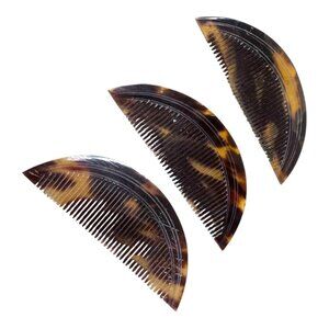 Vintage Tortoise shell Hair Combs Antique Semi Circular Styling Half Moon Set 3